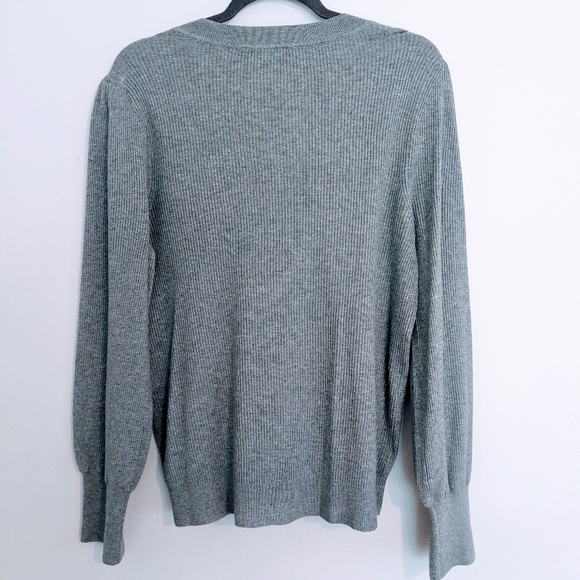LOFT Puff Sleeve V-Neck Sweater - Picture 3 of 7